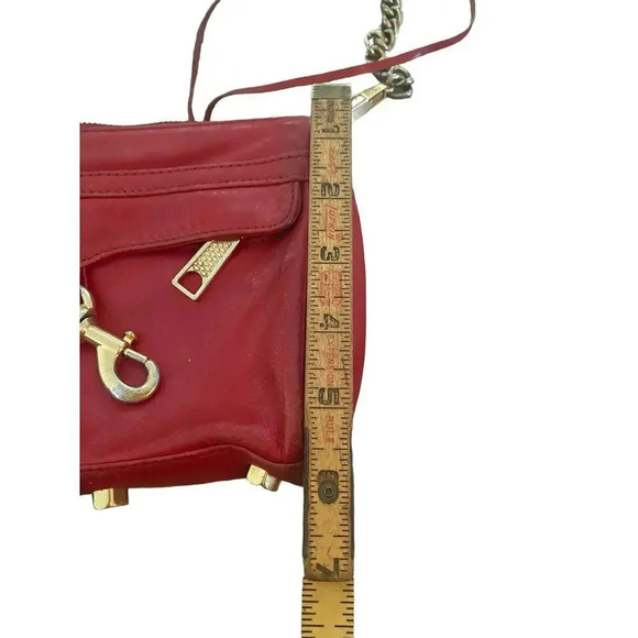 Rebecca Minkoff Mini MAC Red Genuine Leather Fringe Cross-Body Handbag - Picture 3 of 8